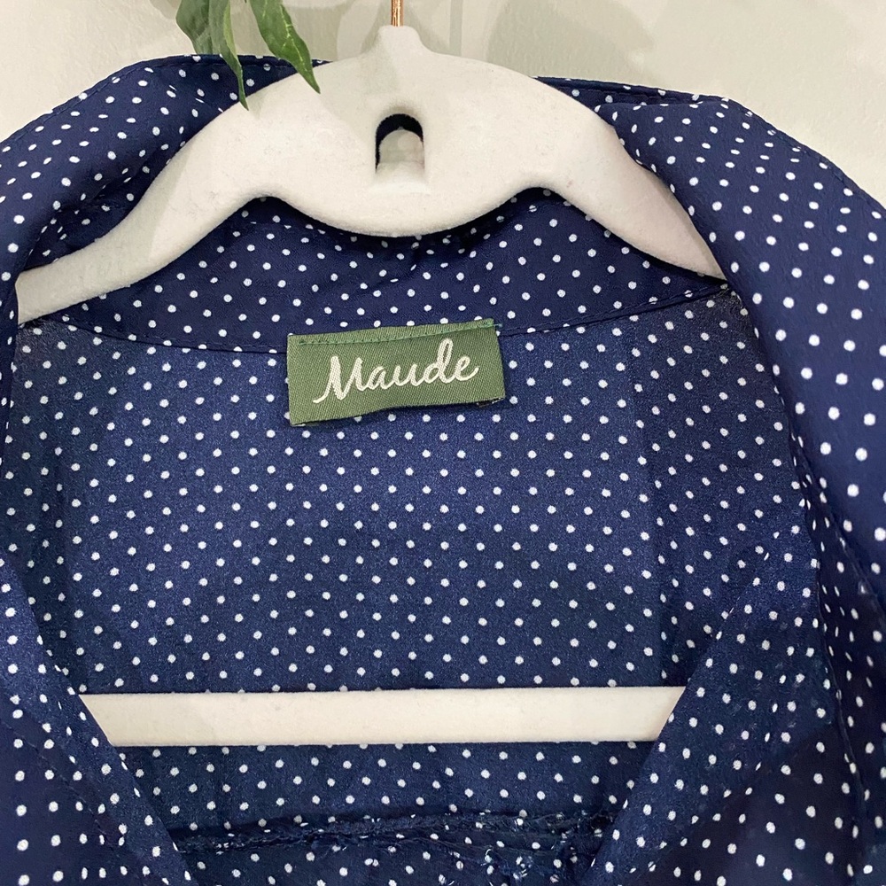 Casual polka dot blue button shirt size M - Picture 5 of 8